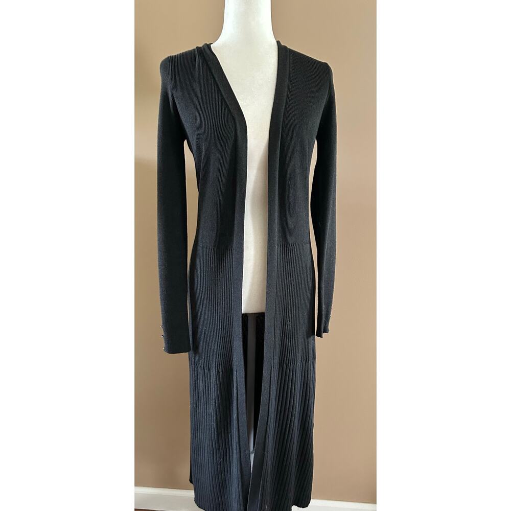 White House Black Market Charcoal Gray Ribbed Duster, Size XS